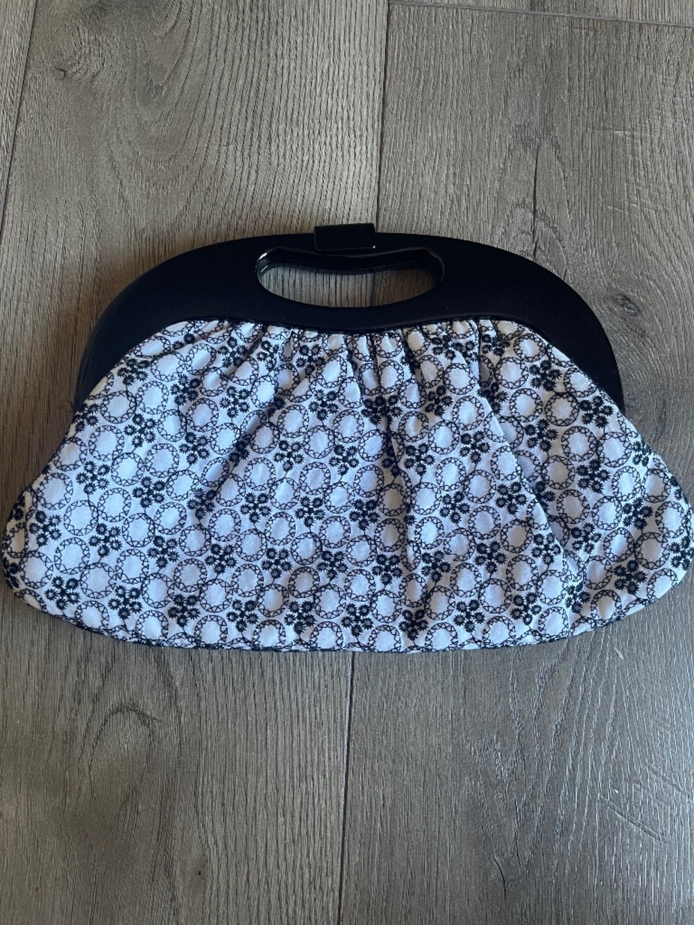 Ann Loft Black & White Embroidered Print Clutch